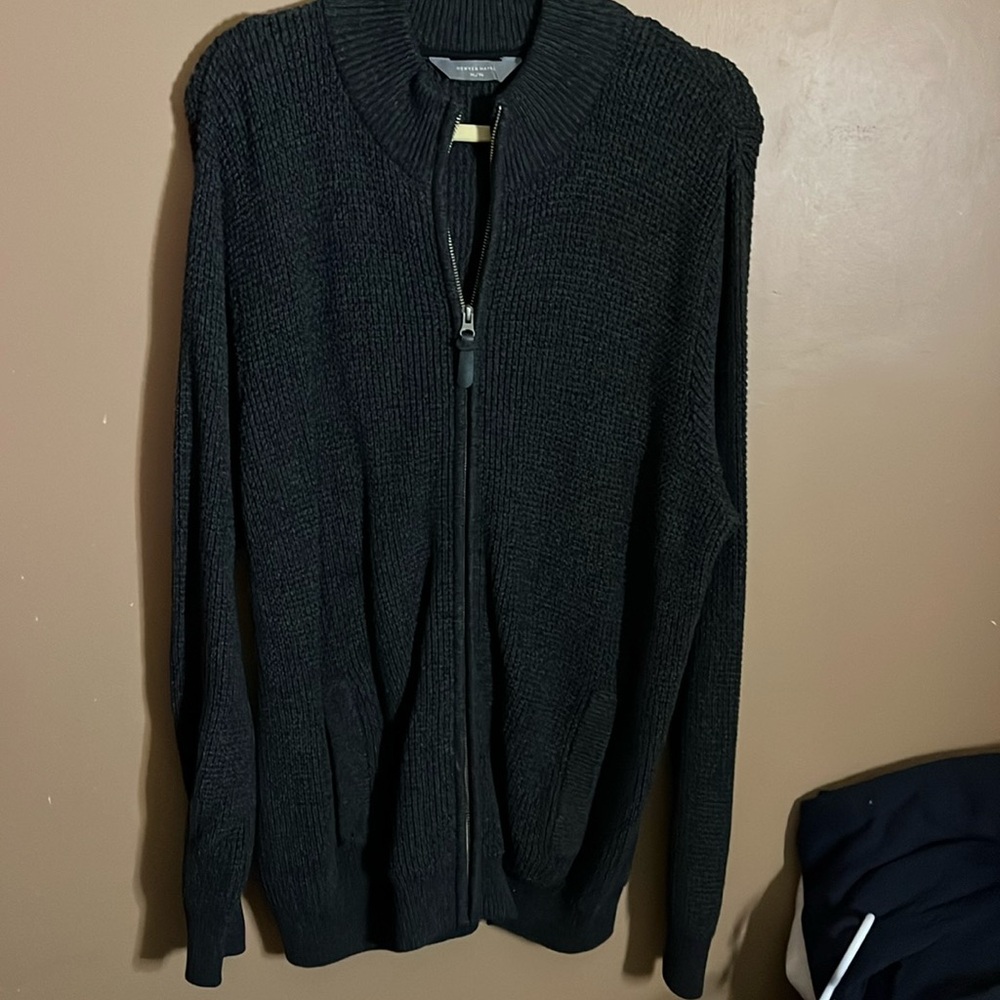 😄Waffle knit cotton cardigan zipper up pockets